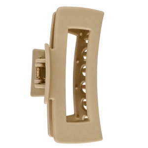 Clama de par bej 10.3 x 5 cm, cleste lat din plastic rigid, prindere stabila pentru par mediu, lung, des si gros