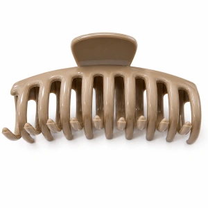 Cleste pentru par, bej inchis 10.9 x 4.5 cm, constructie solida din plastic rigid cu arc metalic, fixare confortabila pentru par mediu si lung