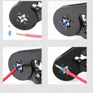 Cleste profesional pentru sertizare conectori electrici tip tub capat AWG 0.25-10 mm², manere ergonomice antialunecare - Img 8