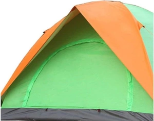 Cort camping, 2 persoane, impermeabil, protectie UV, rezistent la vant, 200 x 150 x 110 cm, husa inclusa, portocaliu/verde - Img 5