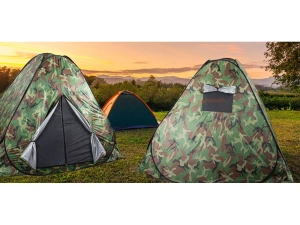 Cort camping pentru 4 persoane, 200 x 200 x 130 cm, cu husa, impermeabil, model camuflaj - Img 9