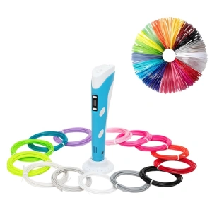 Creion 3D cu filament, bleu alb, 1.75 mm, 20 culori, 310 m, compatibil PLA ABS, ecran LCD, temperatura reglabila, motor metalic, duza ceramica - Img 6