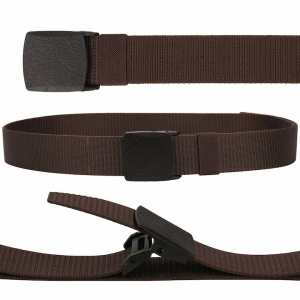 Curea barbati din nylon ajustabila, design fara gauri, catarama din plastic rezistent, 120 cm, maro inchis - rezistenta, confort si eleganta zilnica - Img 4