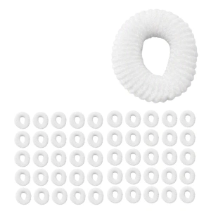 Elastice albe pentru par, set 50 buc, diametru 2.5 cm, model spiralat rezistent, benzi elastice fara cute pentru utilizare zilnica