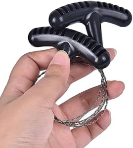 Fierastrau portabil din sarma pentru camping si supravietuire, cablu otel 60 cm, manere ergonomice plastic - Img 4