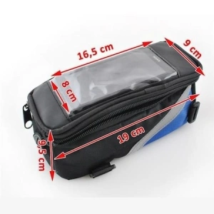 Geanta de telefon pentru bicicleta,forma dreptunghiulara,19x9,5x9 cm - Negru - Img 2