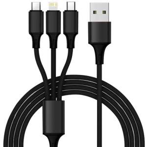 Incarcator auto 12-32V, incarcare rapida, 4x USB + cablu incarcare rapida 3in1 115 cm - Negru - Img 6