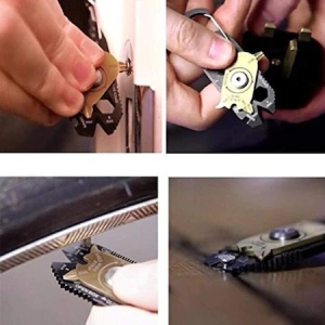 Inel cheie carabina, breloc de precizie multifunctional, multitool 20in1 - Img 4