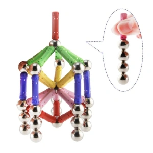 Joc de constructie magnetic multicolor, 50 piese 3D, set educativ cu forme geometrice si magneti, pentru dezvoltarea creativitatii si gandirii spatiale, 3 ani+ - Img 7