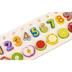 Joc educativ sortator din lemn cu numere si fructe de taiat magnetice pentru copii - Multicolor - Img 9