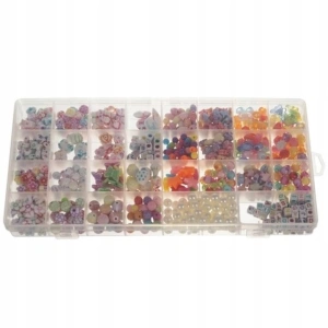 Kit de confectionare bratari, 30 tipuri de margele, 900 piese, rola cu fir, mini brelocuri, foarfeca, 27x13x2.5 cm - Multicolor - Img 4