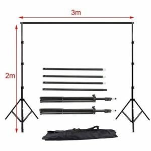 Kit studio foto, suport fundal reglabil 2x3m, clesti inclusi + 3 panze de fundal multicolore 2x3m - Img 5