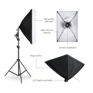 Kit studio foto video iluminare profesionala cu 2 softbox, 2 umbrele foto, 2 becuri fluorescent 150W 5500K si 2 becuri LED 120W cu telecomanda, fundal verde chroma key, suport fundal, clame panza, gea - Img 5