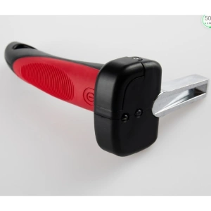 Maner auto 4 in 1 pentru siguranta masina, ciocan geam cutter centura lanterna LED si sprijin, rosu negru - Img 5