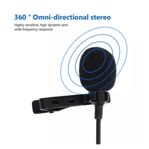 Microfon tip lavaliera, cu fir, Type-C - Jack 3.5 mm, lungime cablu 1.5 m, negru - Img 8