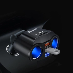 Multiplicator bricheta auto, modulator FM, Bluetooth, Handsfree, 2 x USB, 4.8A - Negru - Img 3