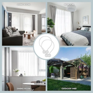 Pachet 2 suporturi magnetice pentru perdele, snur textil decorativ, poliester, 44 cm, albastru turcoaz - Img 7