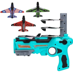 Pistol de jucarie pentru copii,lansator de 4 avioane,pistol alb