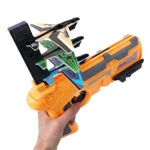 Pistol de jucarie pentru copii,lansator de 4 avioane,pistol portocaliu - Img 4