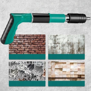 Pistol manual pentru batut cuie in beton, otel si lemn, reglaj putere, 200 cuie incluse, valiza transport si accesorii protectie - Img 8