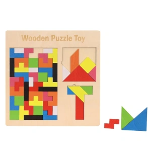 Puzzle Montessori multicolor 37 piese din lemn, 3D, joc educativ 3 in 1 pentru dezvoltarea logicii, creativitatii si coordonarii, 3 ani+ - Img 7