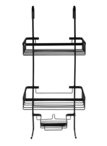 Raft suspendat negru 63 x 28,5 x 14 cm, 3 polite, aluminiu, fara gaurire, organizator pentru cabina de dus cu ventuza de stabilizare - Img 5