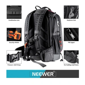 Rucsac foto profesional impermeabil pentru aparat DSLR, mirrorless si accesorii, compartimente modulare, protectie antifurt, negru - Img 3