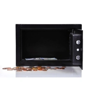 Seif metalic antiefractie cu inchidere digitala si cheie de siguranta, capacitate 10L, otel rezistent, montaj pe perete, negru elegant - Img 4