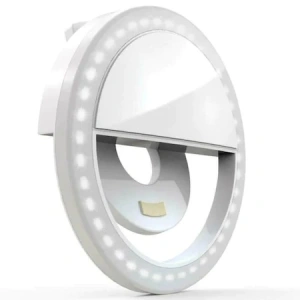 Selfie ring light pentru smartphone, lampa selfie LED telefon 36 led,400mAh 5600k - Alb - Img 1