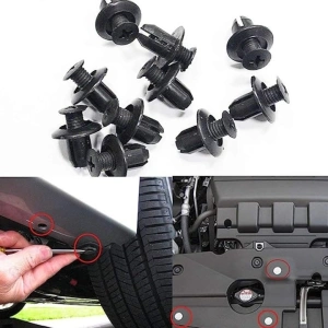 Set 100 clipsuri auto universale pentru fixare, din plastic rezistent, alb/negru, cu cutie compartimentata - Img 3