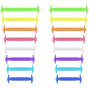 Set 16 sireturi din silicon, elastice, fara legare, universale, multicolore - confort si rapiditate pentru orice tip de incaltaminte