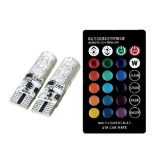 Set 2 becuri auto, LED, T10, RGB, 12V, telecomanda inclusa - Img 3