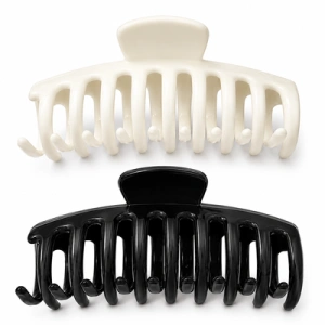 Set 2 clame pentru par 10.9 x 4.5 cm, culori diferite selectate aleatoriu, cleste din plastic rigid cu dinti curbati, pentru par lung si des - Img 2