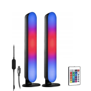 Set 2 lampi LED RGB, 12 culori, 4 moduri de iluminare, montare verticala sau orizontala, alimentare USB, telecomanda inclusa, 26.5 x 4.1 x 3.5 cm, negre - iluminare moderna, dinamica si personalizata - Img 8