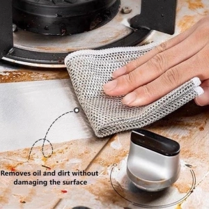 Set 20 lavete abrazive care nu zgarie, reutilizabile, pentru curatarea grasimii, murdariei si legumelor, uscare rapida, poliester, 20 x 20 cm, argintiu - Img 3
