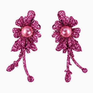 Set 4 agrafe de par roz si aurii 5 x 2 cm, model floral metalizat, 2 roz + 2 aurii, accesorii decorative pentru par - Img 2