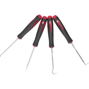 Set 4 carlige universale pentru etansari si inele, pentru tragere si manipulare elemente de cauciuc, otel si PP, varfuri magnetizate, 16 cm, negru/rosu - Img 7