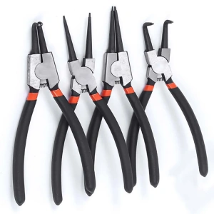 Set 4 clesti pentru sigurante Seeger 4 in 1, interior si exterior, varfuri drepte si 90°, metal si plastic