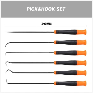 Set 6 surubelnite, carlige lungi pentru extras garnituri de etansare auto, 24 cm lungime - Img 4