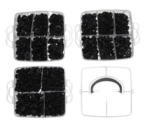 Set 625 clipsuri universale auto, plastic, negre - cu extractor si cutie organizatoare - Img 9