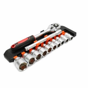 Set chei tubulare 12 piese 3/8 inch, 10-24 mm, cu clichet reversibil si prelungitor 150 mm, crom vanadiu, pentru reparatii auto si bricolaj