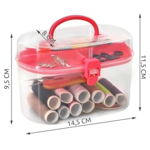 Set de croitorie, 43 articole pentru coasere si reparatii textile, cu cutie depozitare cu capac, multicolor - Img 9