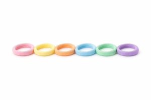 Set elastice par textile pastel, 20 bucati, diametru 4.5 cm, tub depozitare transparent, 6 culori diferite - Img 4
