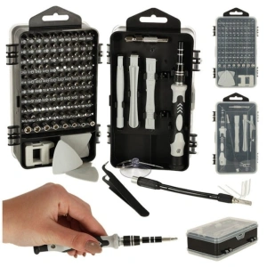 Set surubelnite de precizie 115 in 1, cu 98 biti magnetici si accesorii, maner ergonomic, extensii flexibile, pentru electronice si reparatii fine - Img 6