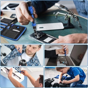 Set surubelnite de precizie 142 piese, 120 biti CR-V si 22 accesorii, magnetice, maner ergonomic, extensie flexibila, pentru telefoane, laptopuri si electronice - Img 4