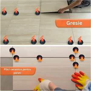 Sistem de nivelare pentru placi ceramice, set complet 152 piese, tije refolosibile, distante 1-3 mm, 2 chei incluse, ideal pentru gresie, faianta si piatra naturala - Img 5