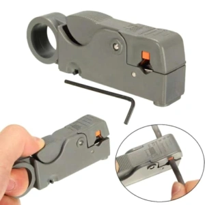 Stripper cablu coaxial Dodaco, dezizolator reglabil 4/6/8/12 mm, gri, 10x3x2 cm - Img 5