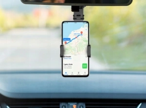 Suport auto pentru telefon, montare pe oglinda retrovizoare, latime reglabila 5-10 cm, rotativ 360°, negru - Img 7