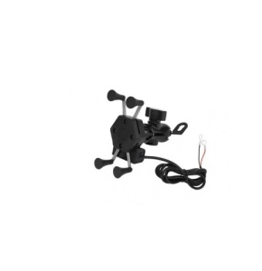 Suport de telefon reglabil,rotire 360 grade pentru motocicletă cu incarcator - Negru - Img 4