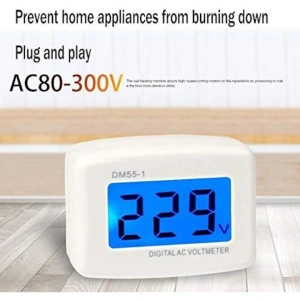 Tester de tensiune, voltmetru digital pentru uz casnic, cu stecher pentru priza inclus, 80-300V - Alb - Img 4